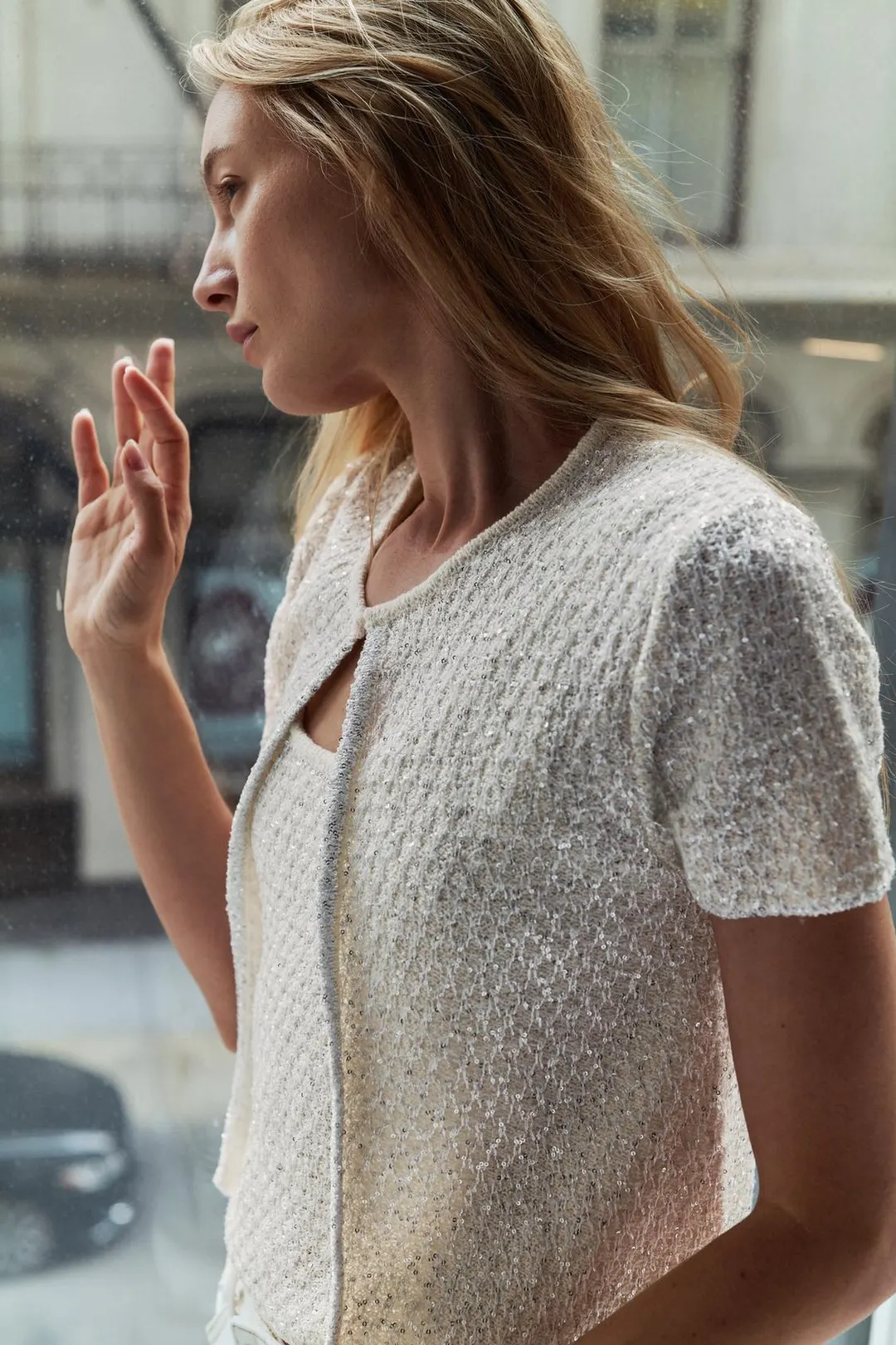 Кардиган с пайетками и металлизированной нитью, Zara