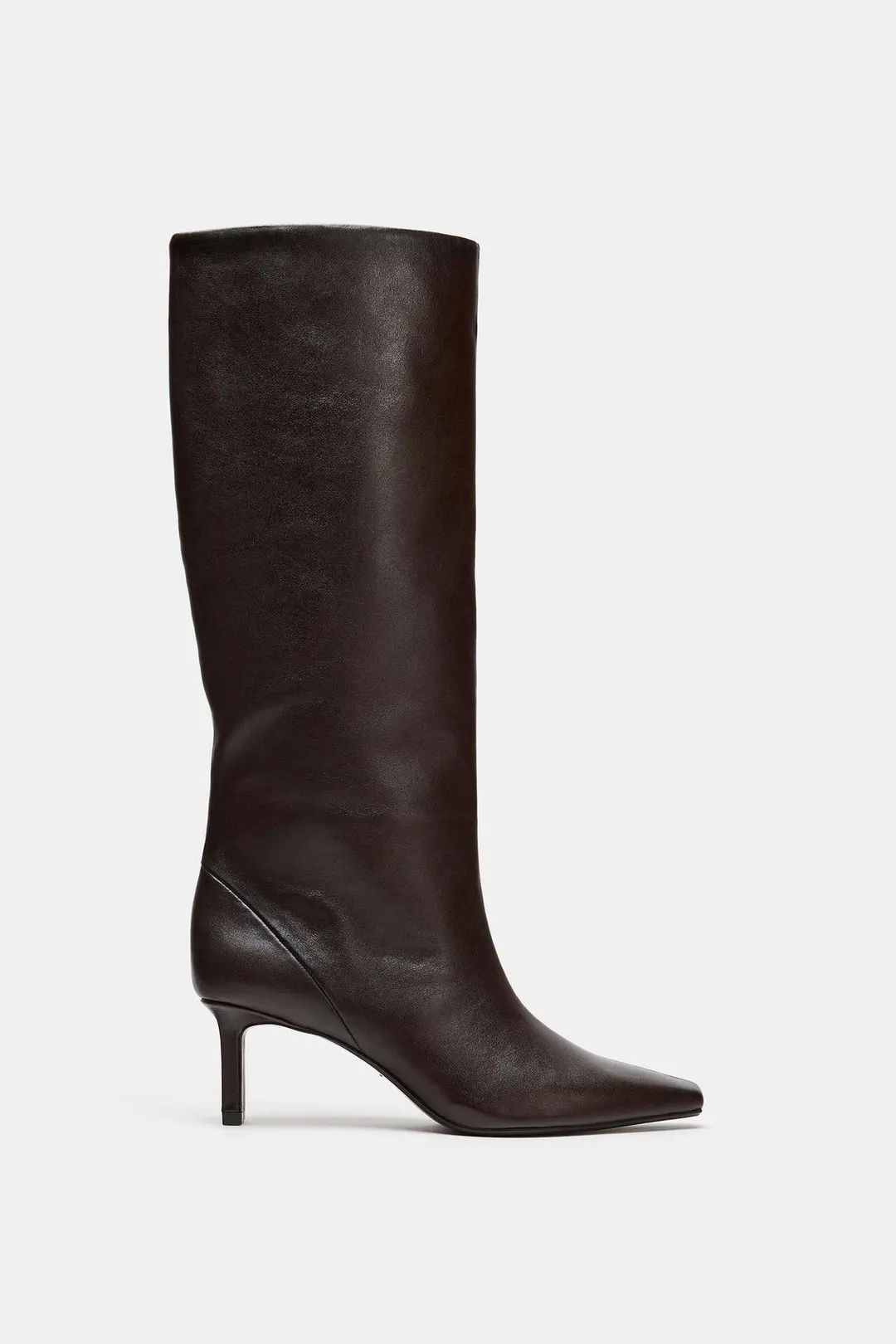 Кожаные сапоги на каблуке, Zara