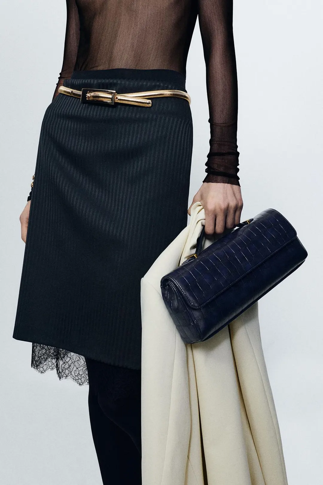 Прямая кружевная юбка ZW Collection, Zara