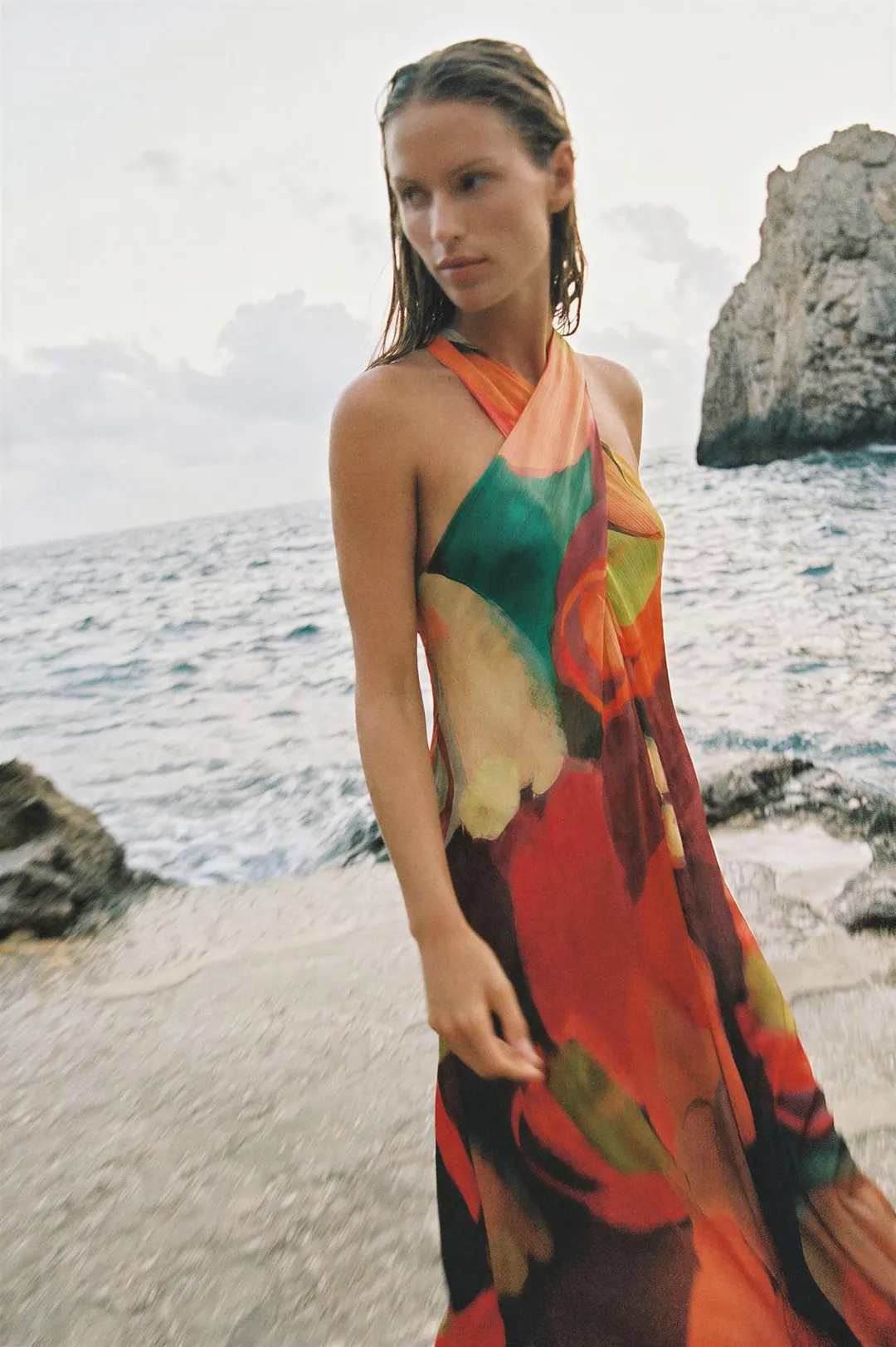 Длинное платье с принтом, Zara