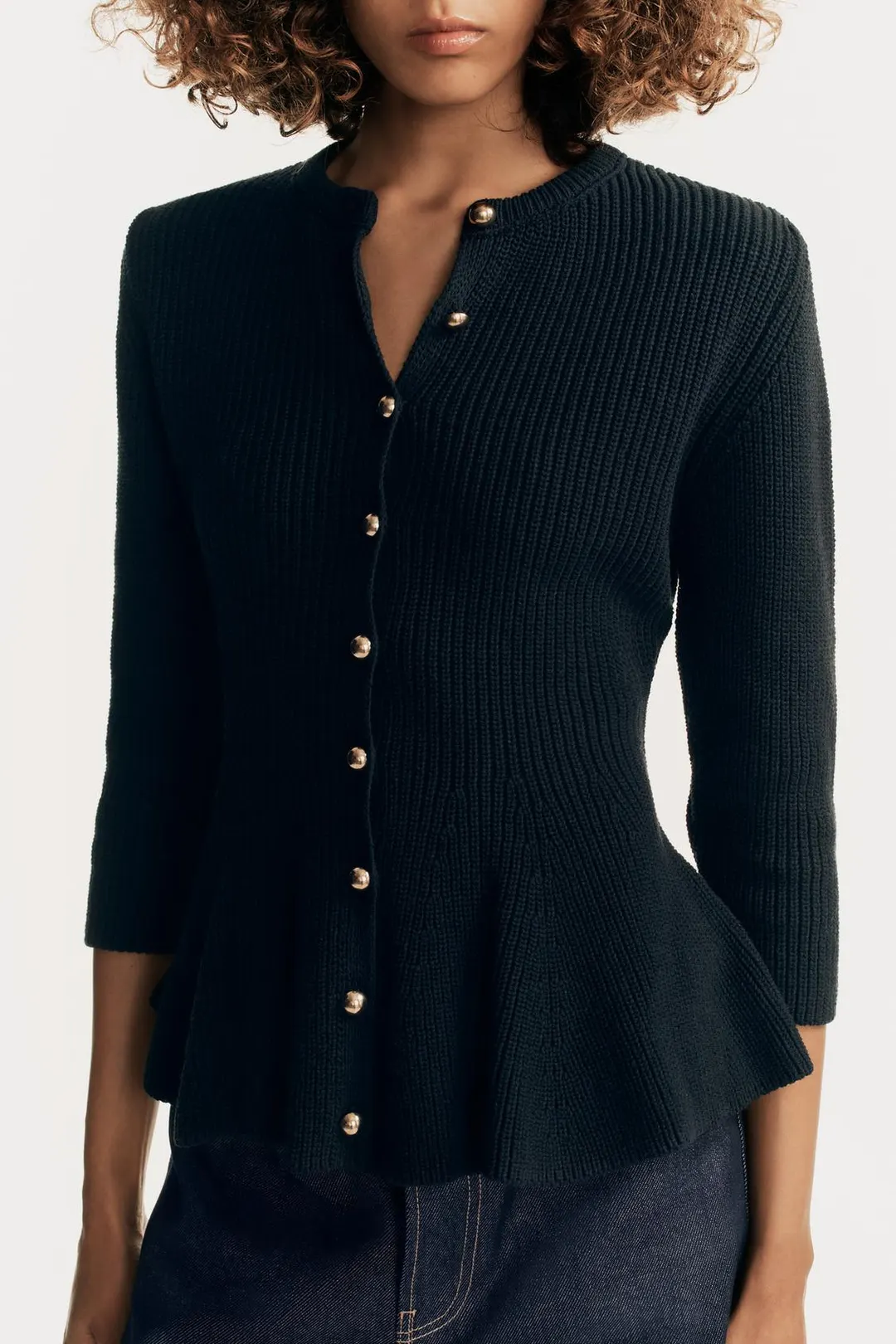 Вязаный кардиган с баской, Zara