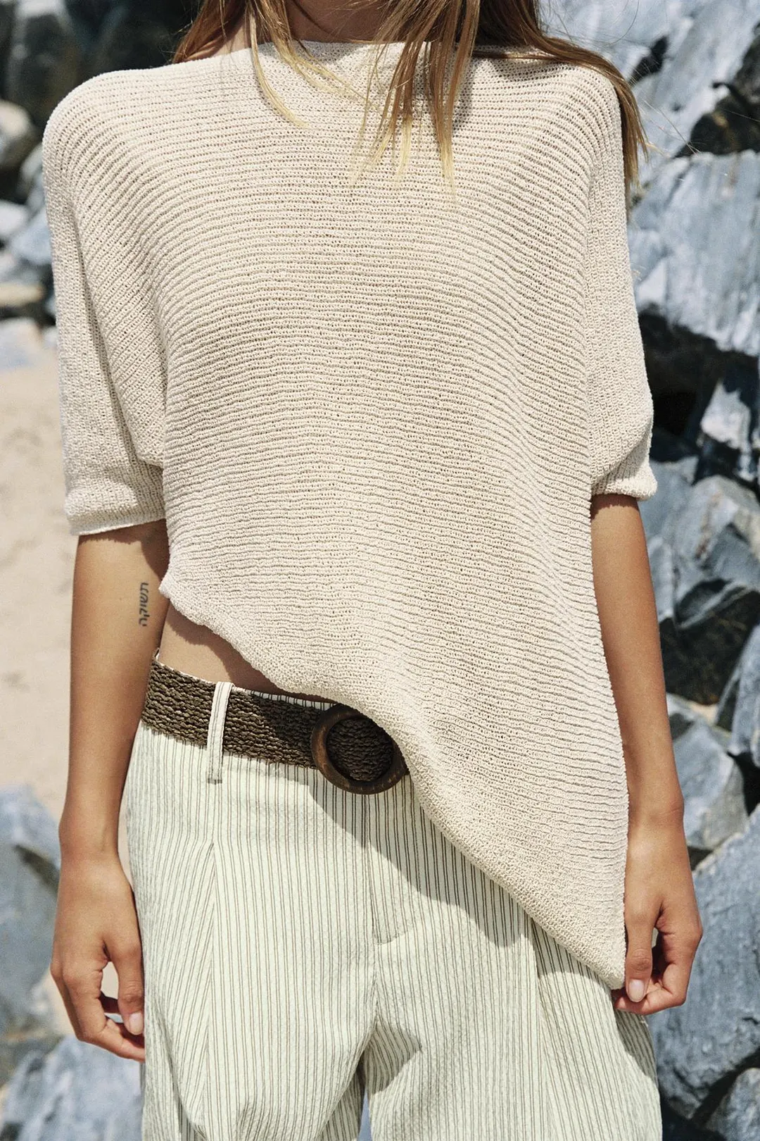 Асимметричный вязаный топ, Zara