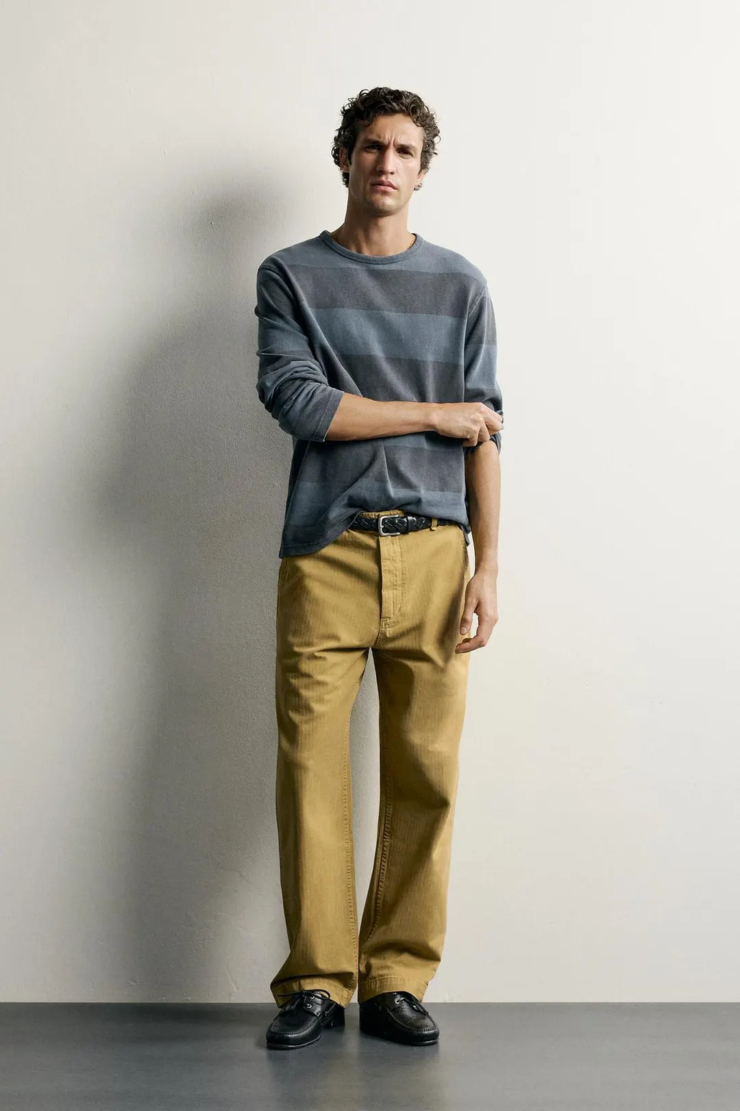Брюки из стираной ткани в елочку, Zara