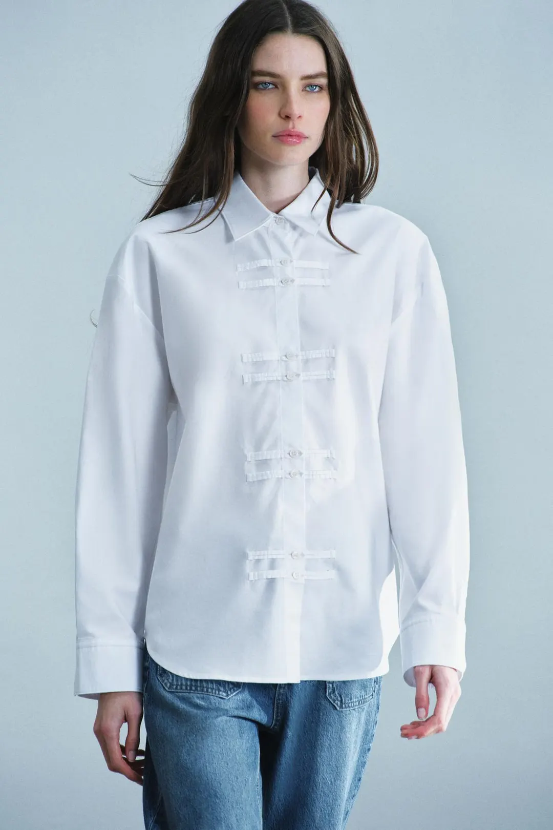 Рубашка оксфорд с застежкой-клевант ZW Collection, Zara