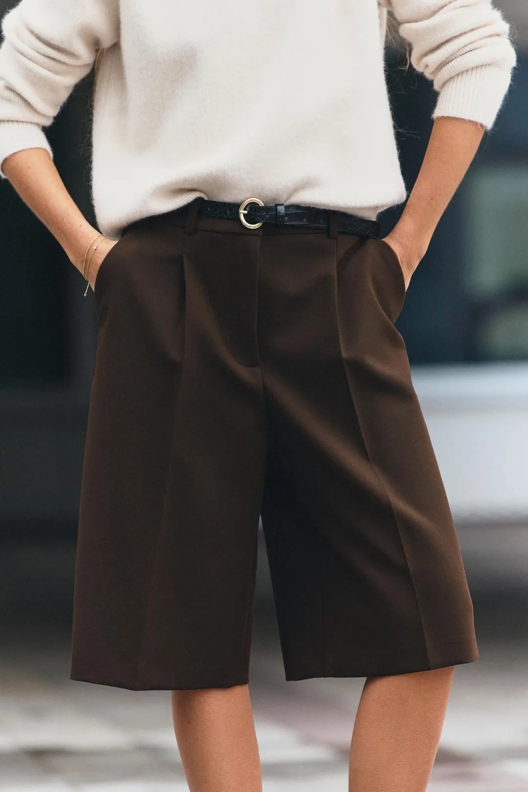 Удлиненные бермуды с ремнем, Zara