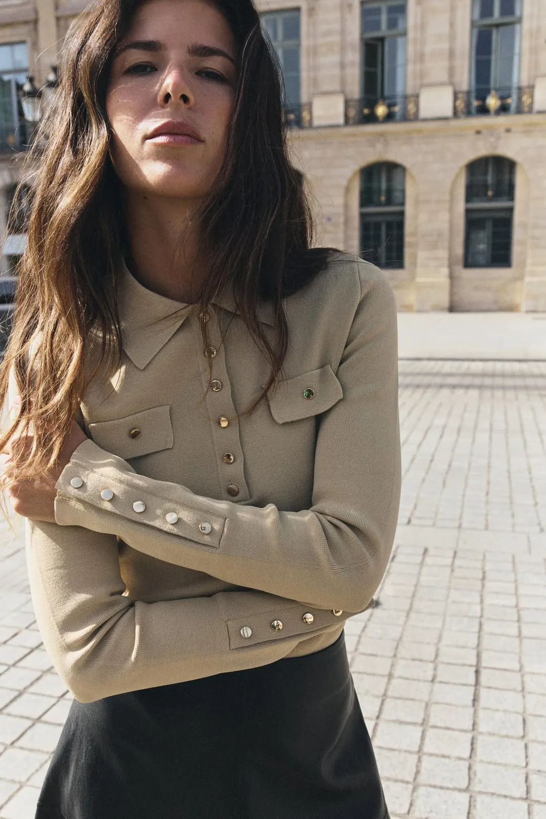 Вязаное поло с декоративной планкой, Zara