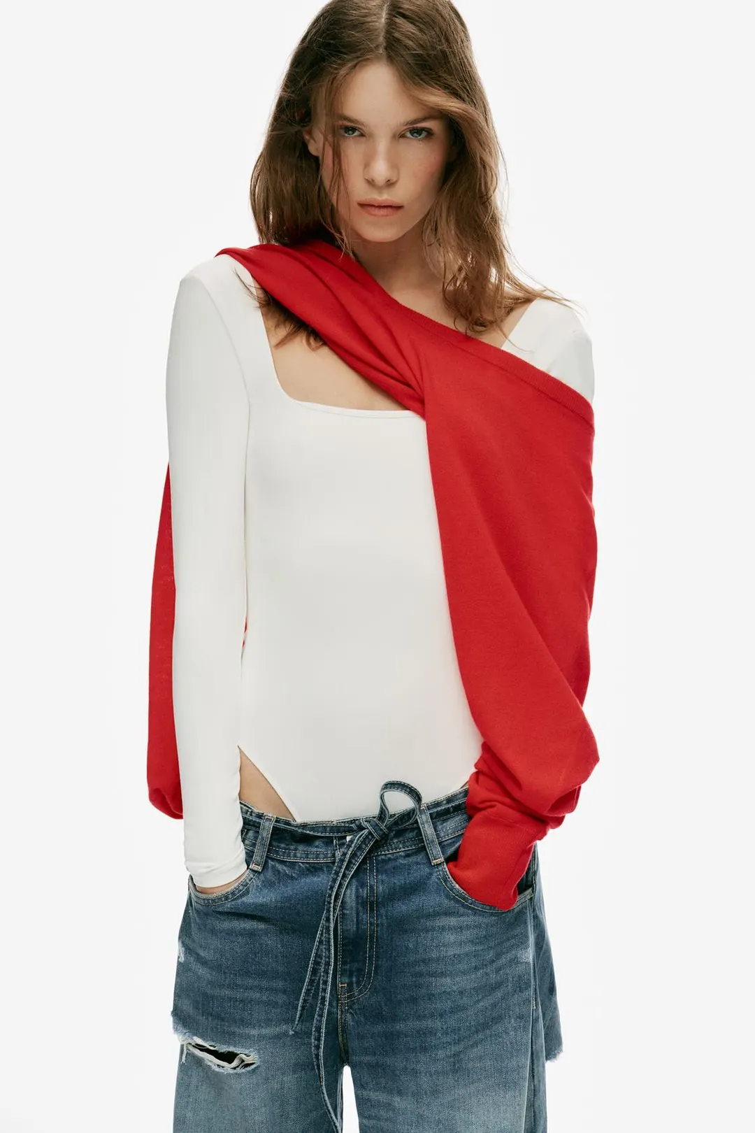Боди из полиамида с квадратным вырезом, Zara