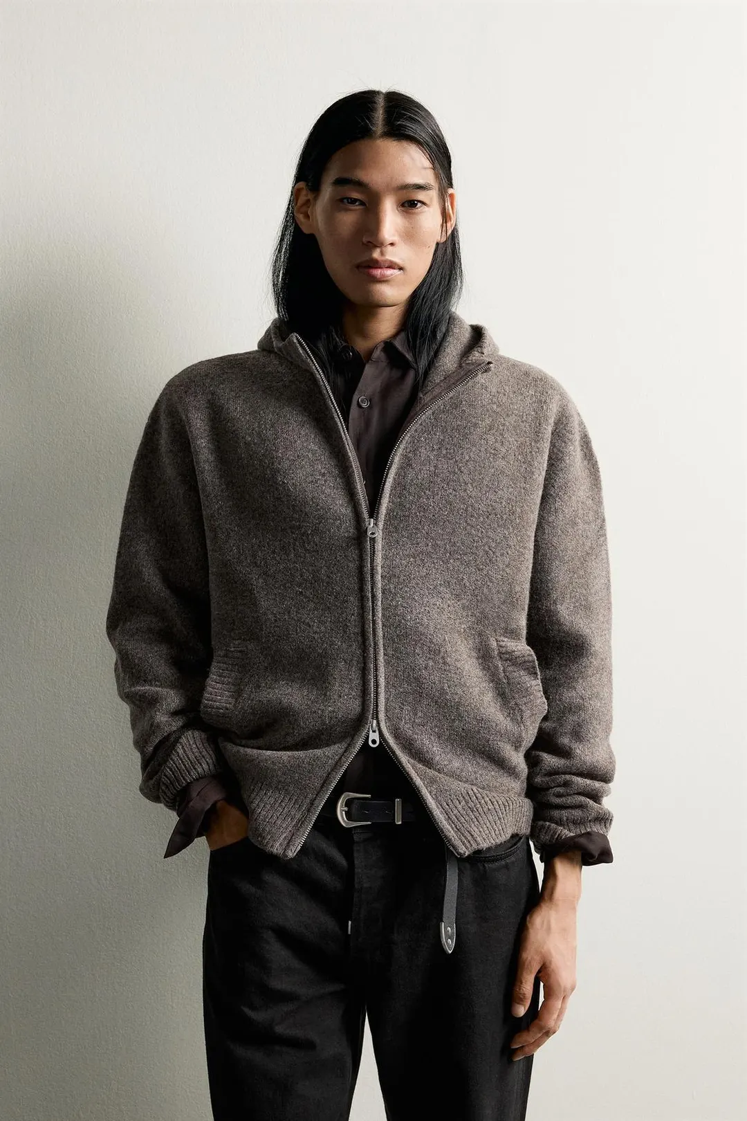Кардиган свободного кроя с капюшоном, Zara
