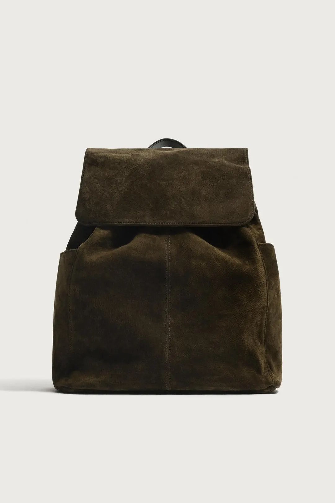 Рюкзак из спилка замши с клапаном, Zara