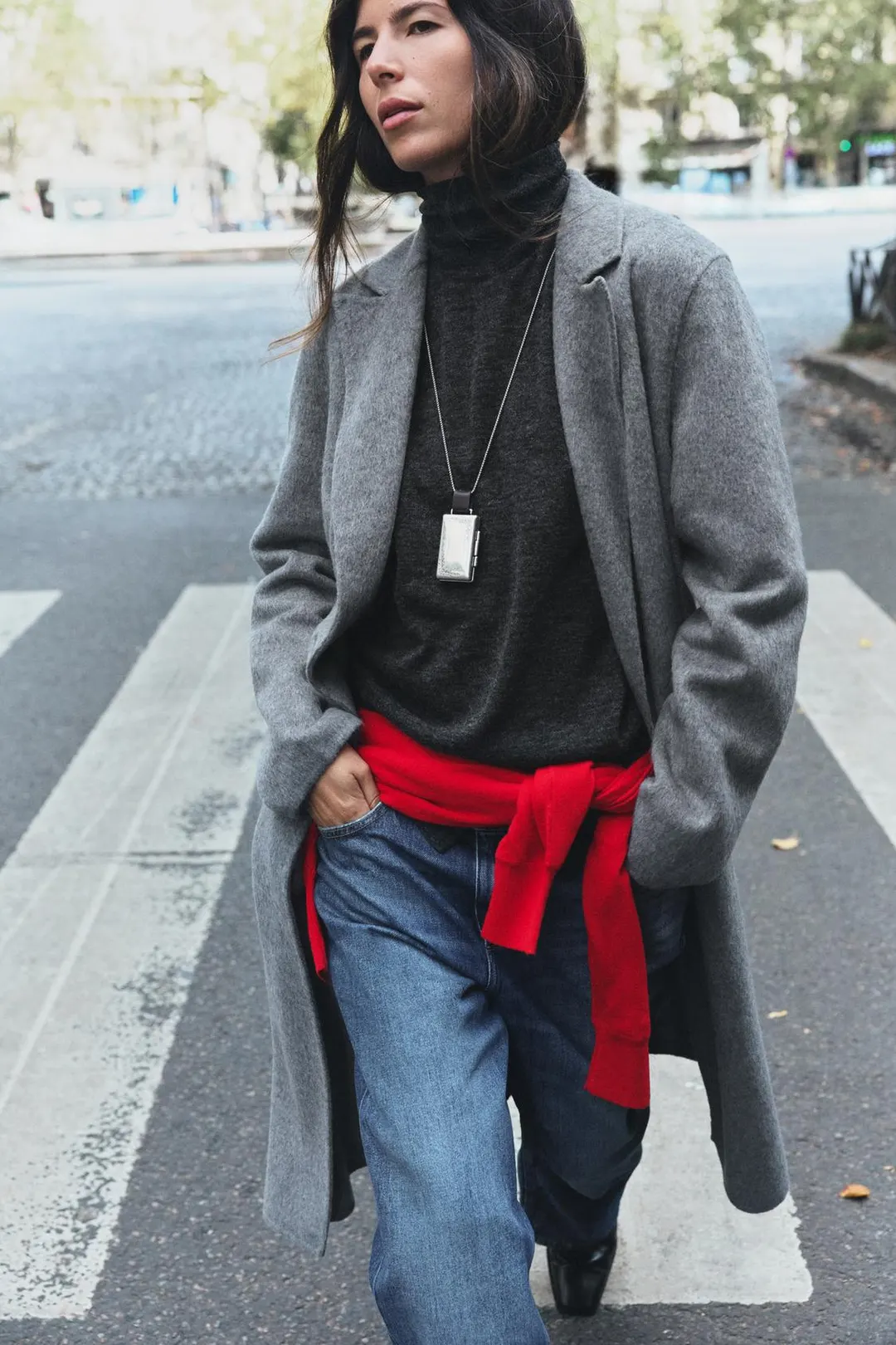 Двубортное пальто из двухслойной ткани, Zara