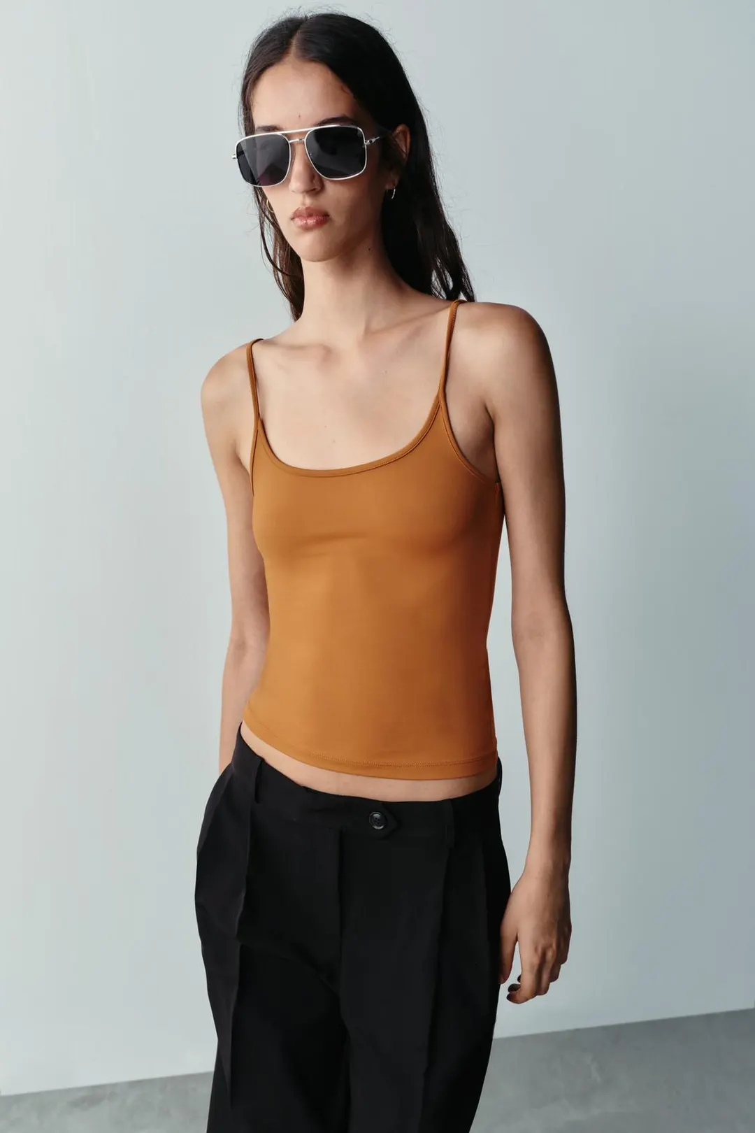 Топ на бретелях из полиамида, Zara