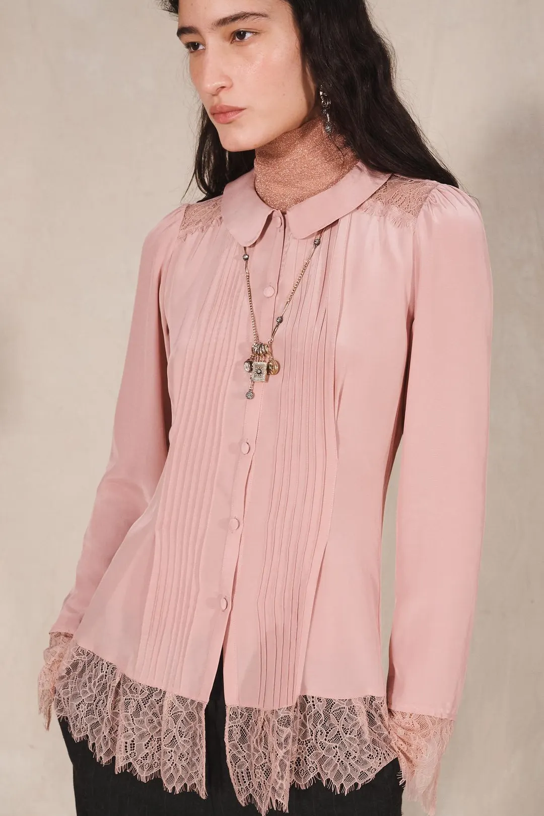 Рубашка кружевная со складками Limited Edition, Zara