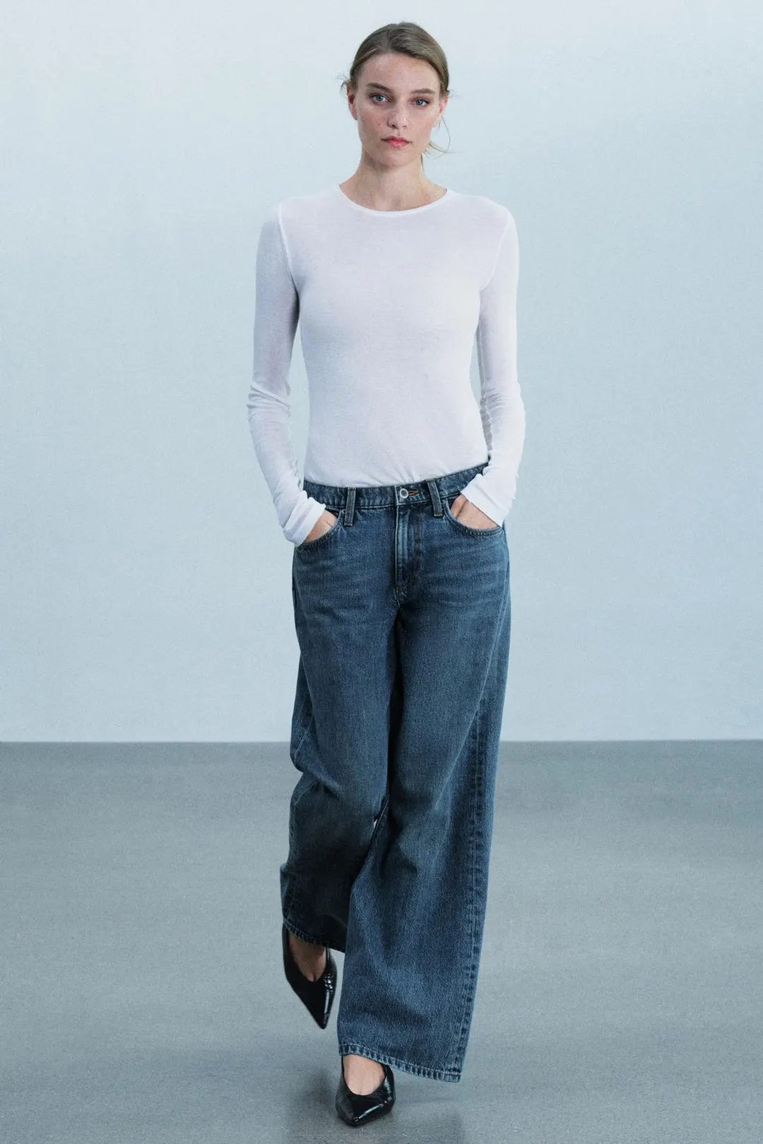 Джинсы широкие с низкой посадкой ZW Collection, Zara