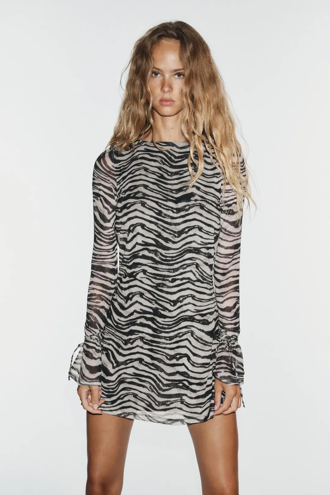 Платье из тюля с анималистичным принтом, Zara