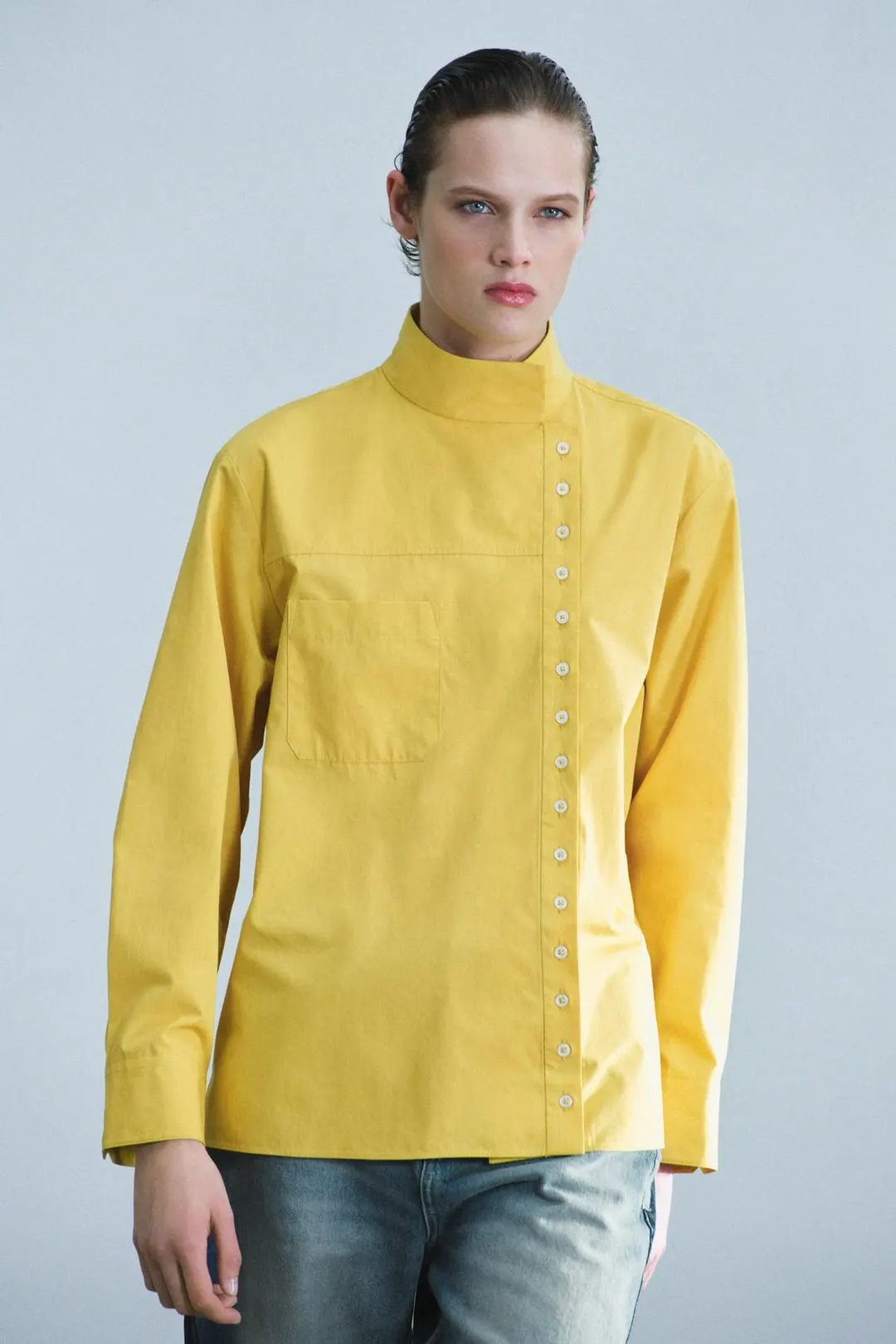 Двубортная рубашка из поплина ZW Collection, Zara
