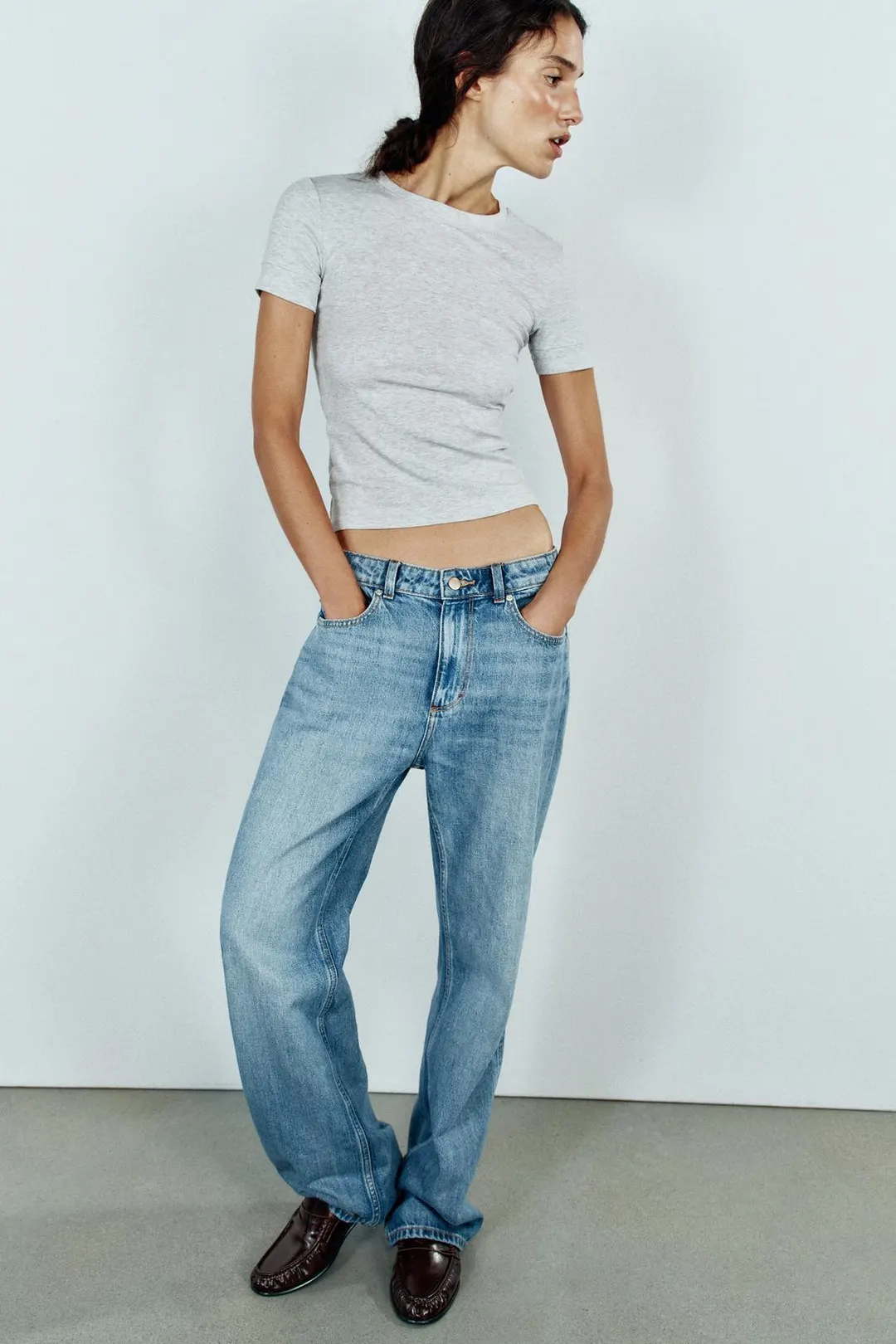 Футболка минималистичная с короткими рукавами, Zara