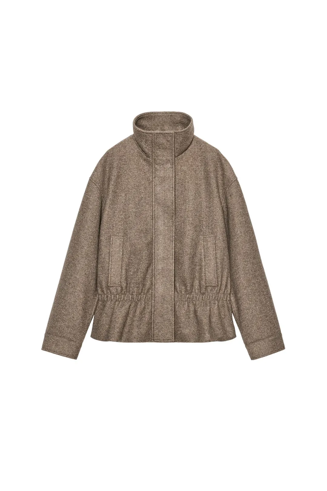 Мягкая куртка со сборками и высоким воротником, Zara