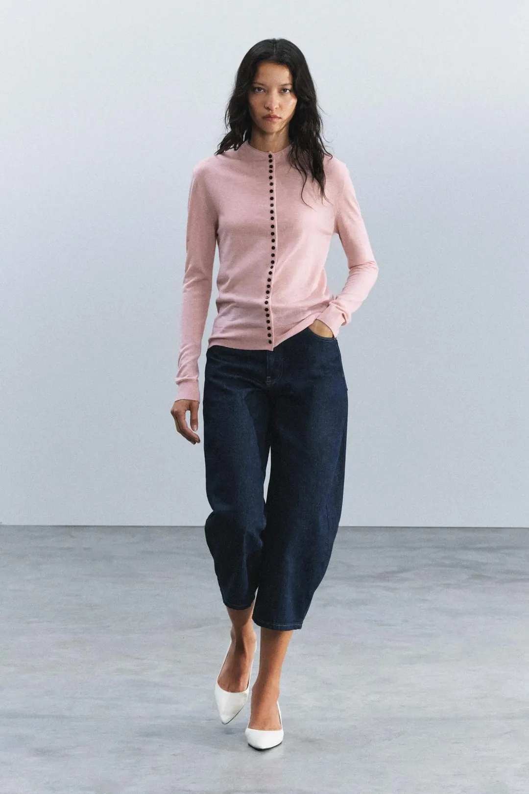 Кардиган тонкой вязки из смесовой шерсти, Zara