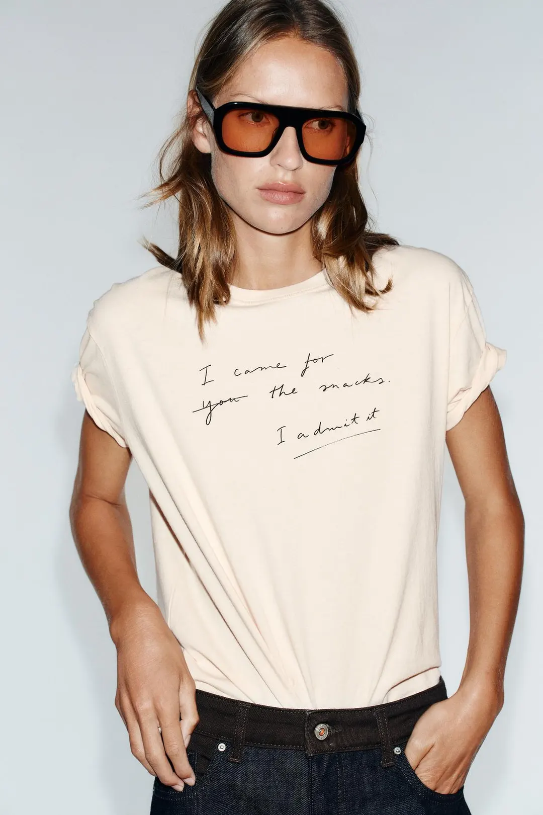 Футболка с короткими рукавами и надписью, Zara