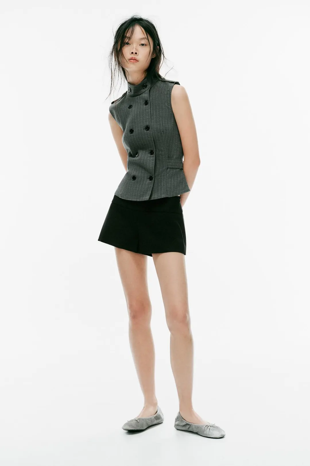 Балетки из фактурной кожи, Zara