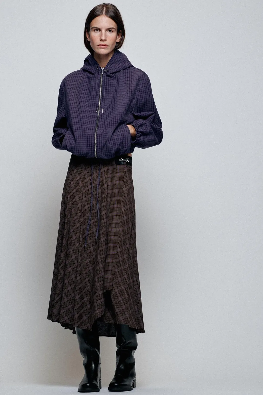 Клетчатая куртка с капюшоном, Zara