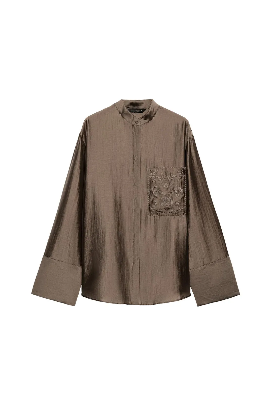 Рубашка с вышитым карманом ZW Collection, Zara