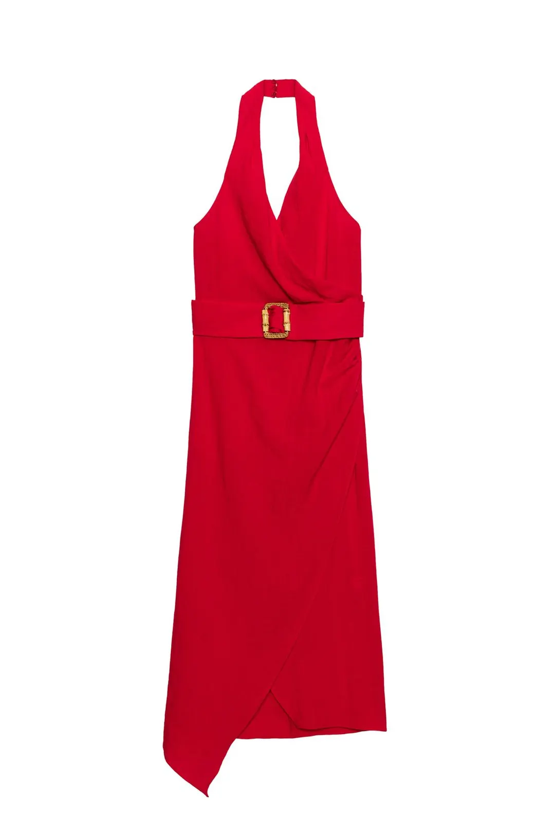 Платье миди с запахом и поясом, Zara