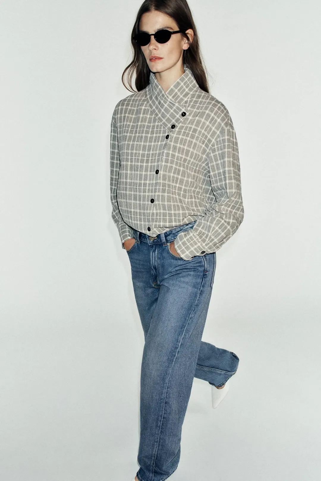 Рубашка в клетку с запахом, Zara