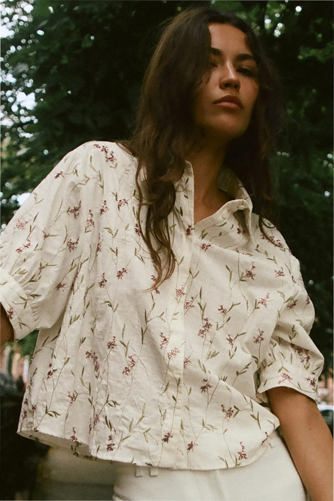 Рубашка с вышивкой бисером, Zara