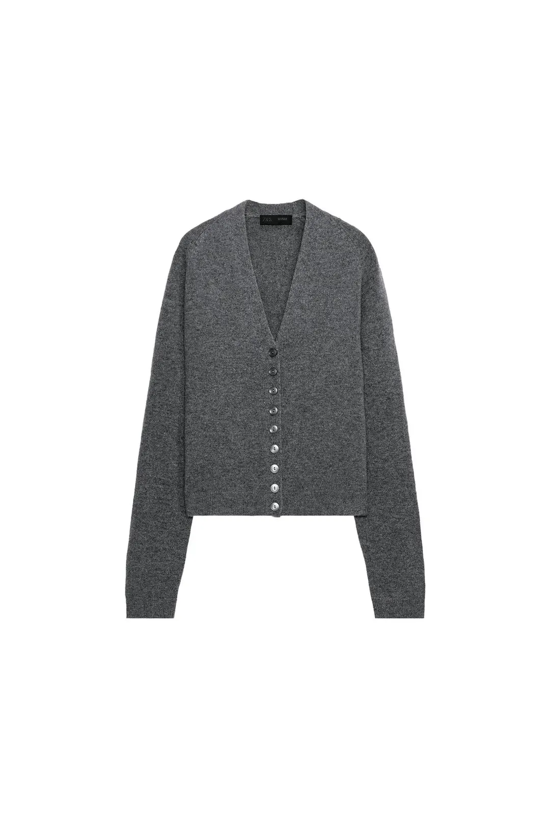Кардиган с V-образным вырезом из 100% шерсти, Zara