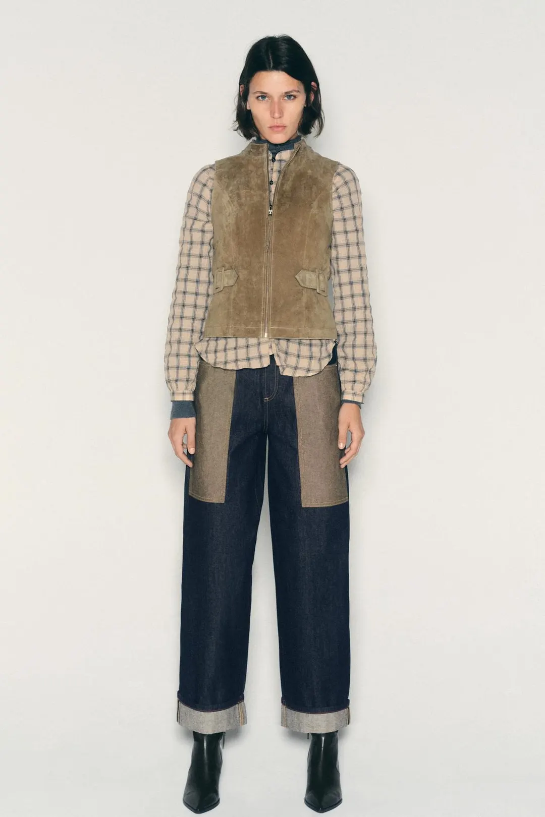 Топ из 100% кожи с хлястиками, Zara