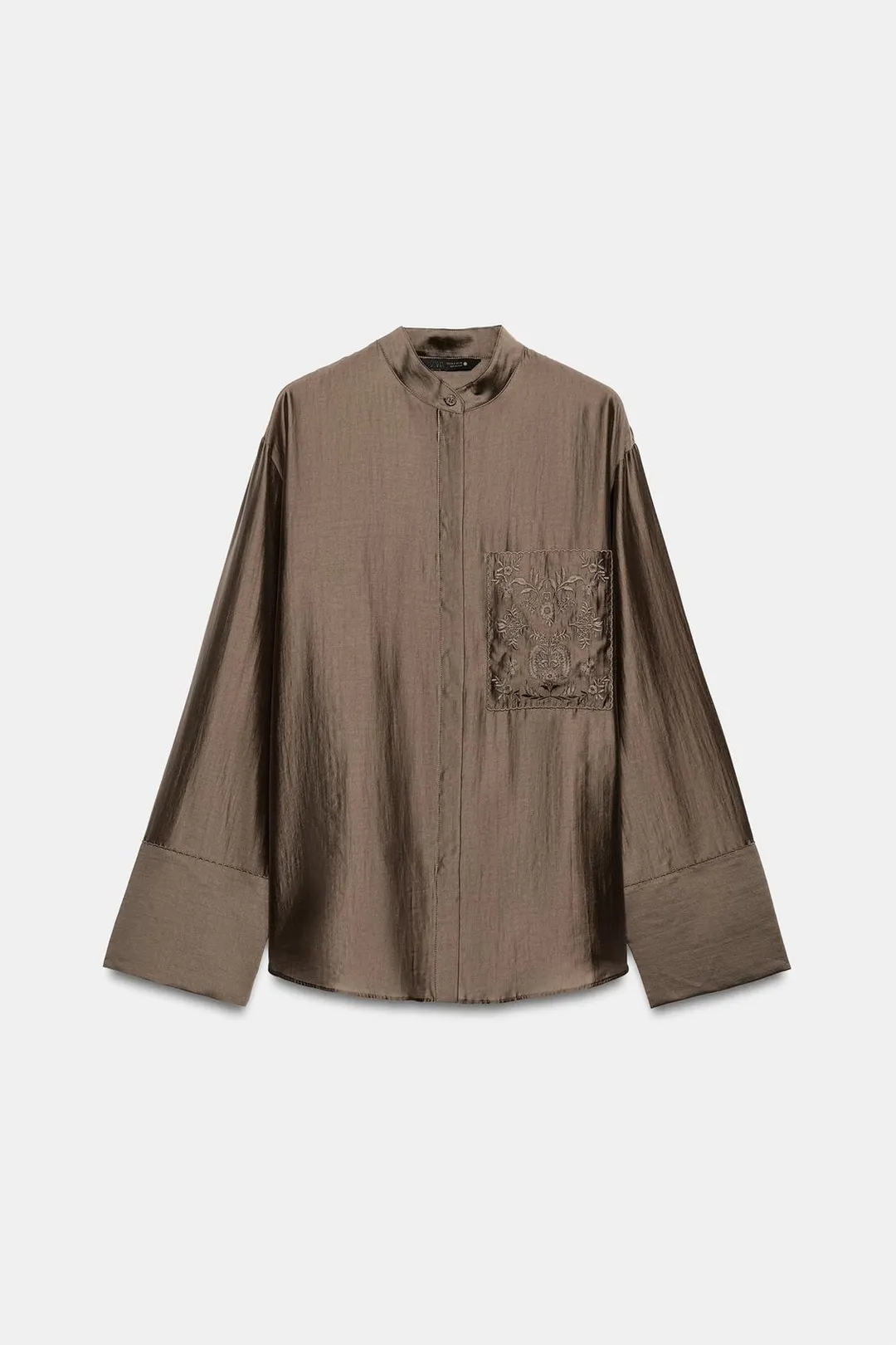Рубашка с вышитым карманом ZW Collection, Zara
