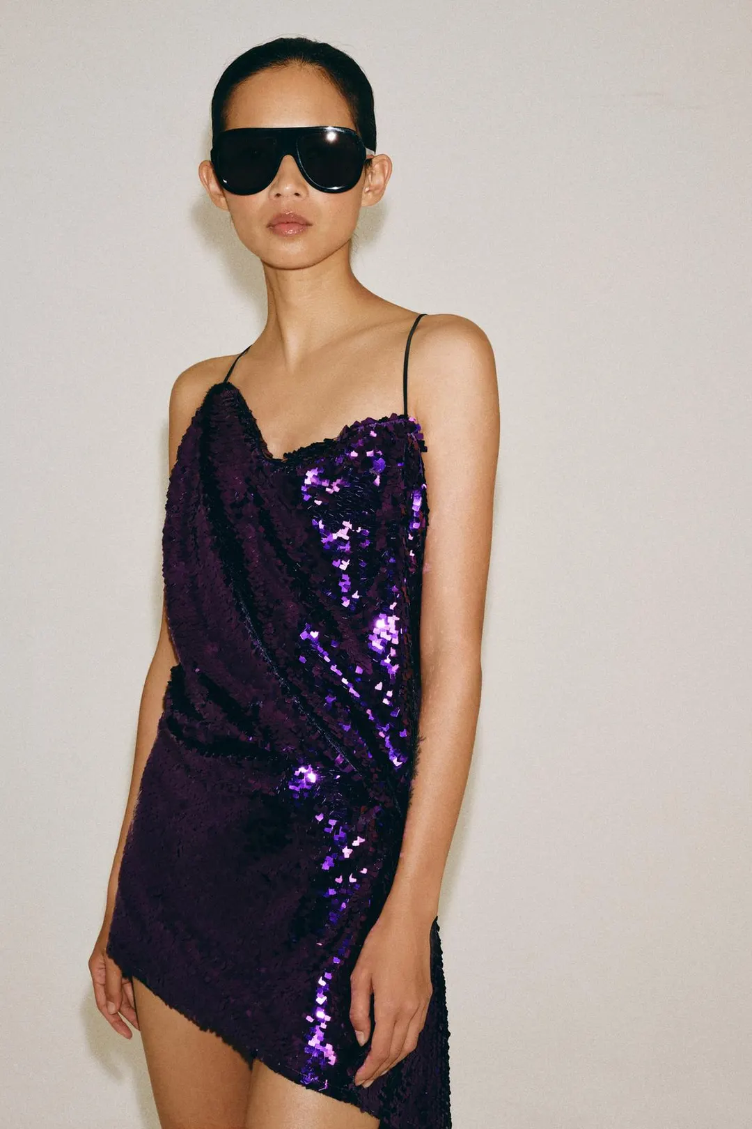 Топ с пайетками и драпировкой ZW Collection, Zara