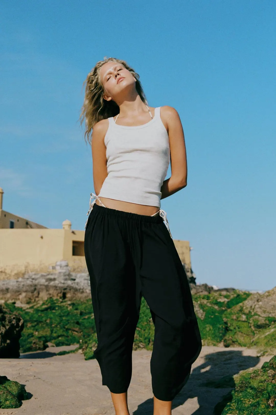 Майка в рубчик из хлопка, Zara