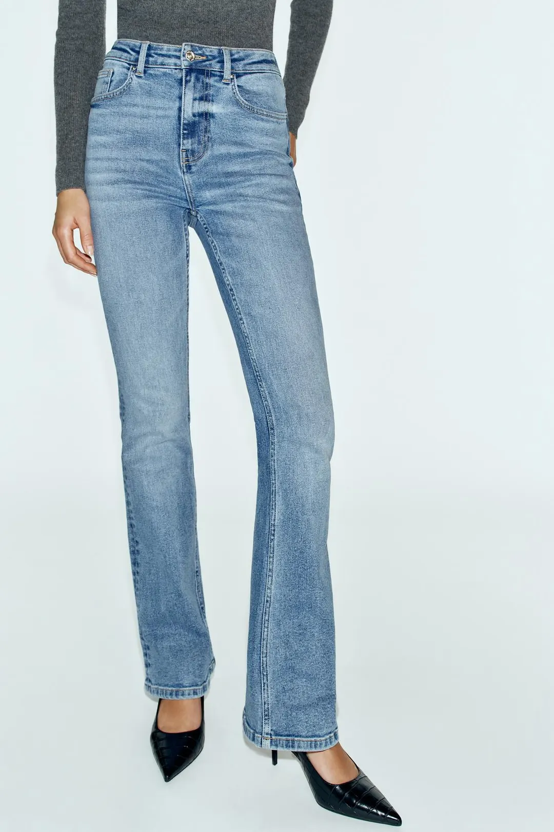 Джинсы клеш с высокой посадкой Z1975, Zara