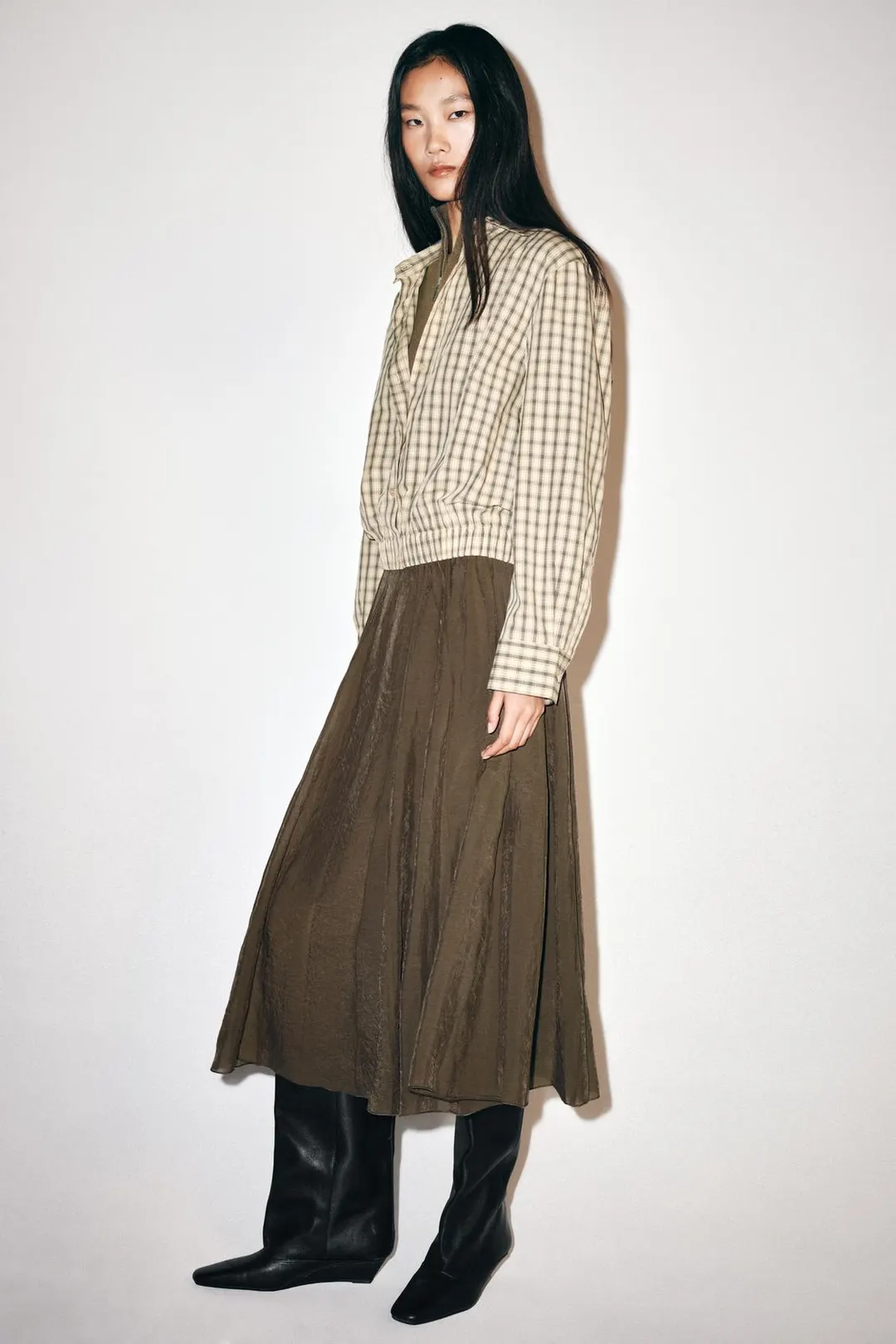 Сапоги из кожи на танкетке, Zara