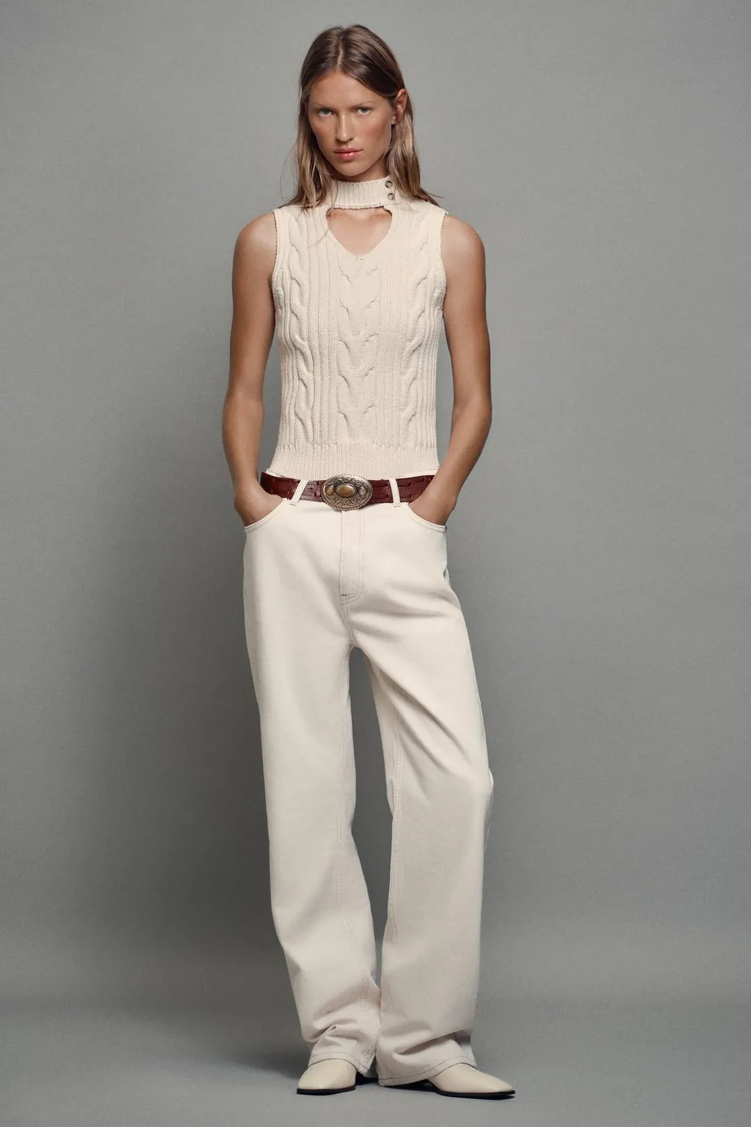 Кожаные ботильоны на каблуке, Zara