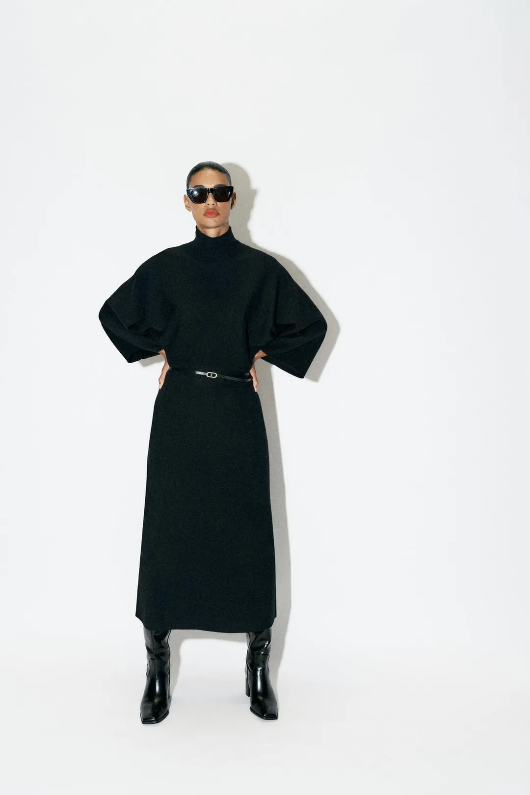 Трикотажное платье с поясом, Zara