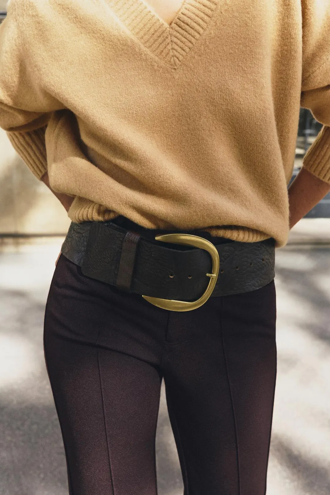 Пояс-кушак из 100% кожи с пряжкой, Zara