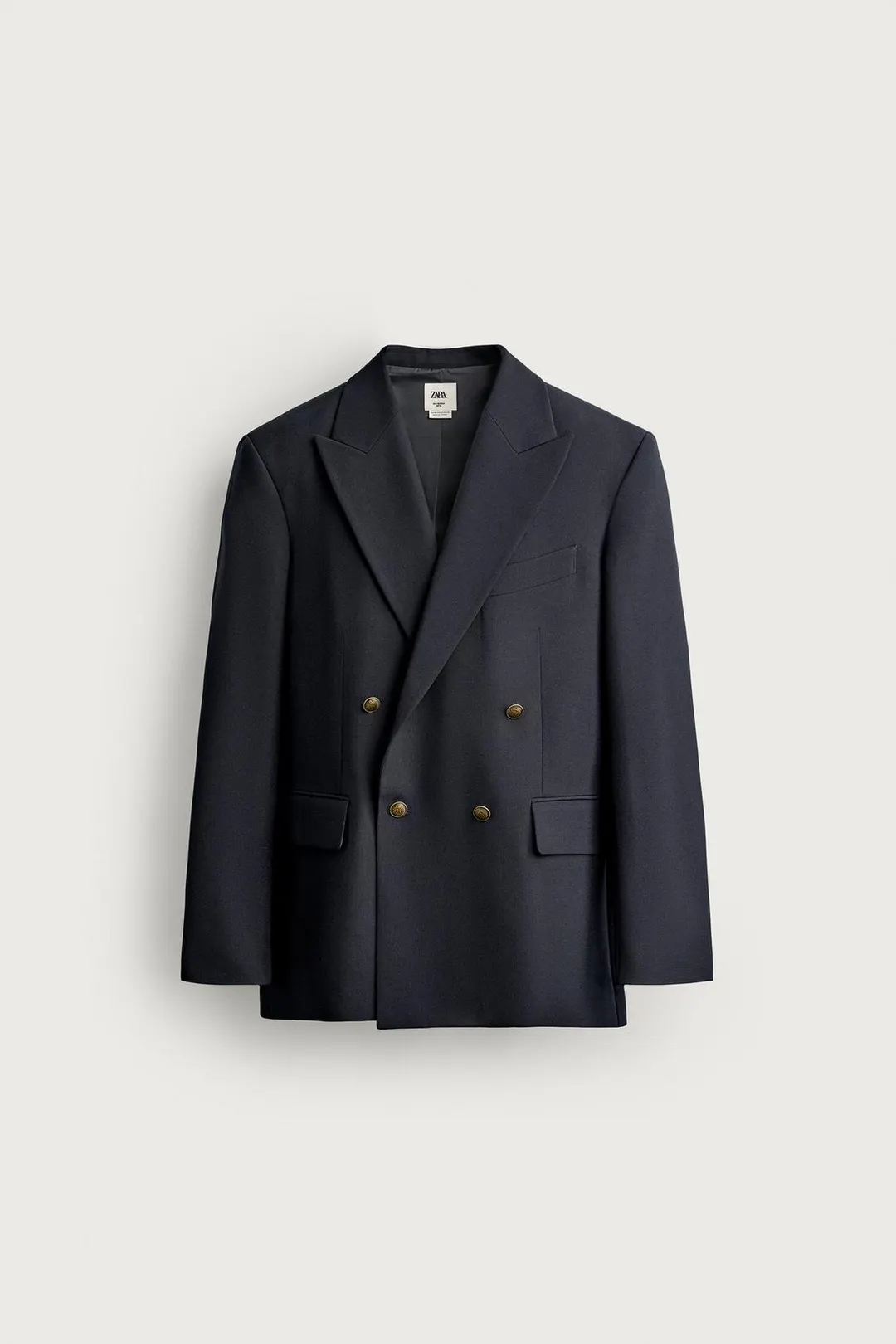 Двубортный пиджак с золотистыми пуговицами, Zara