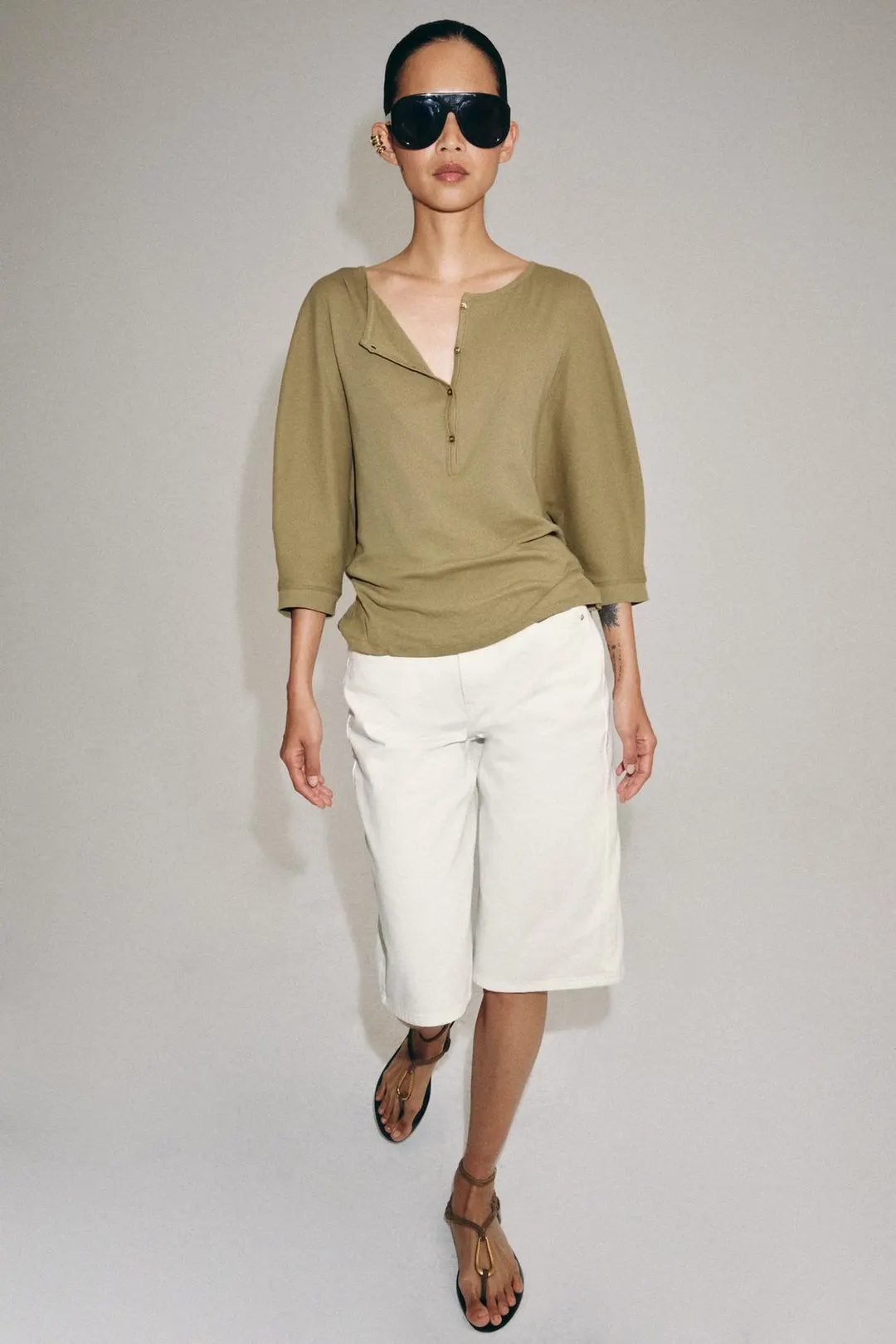 Джинсовые бермуды ZW Collection со средней посадкой, Zara