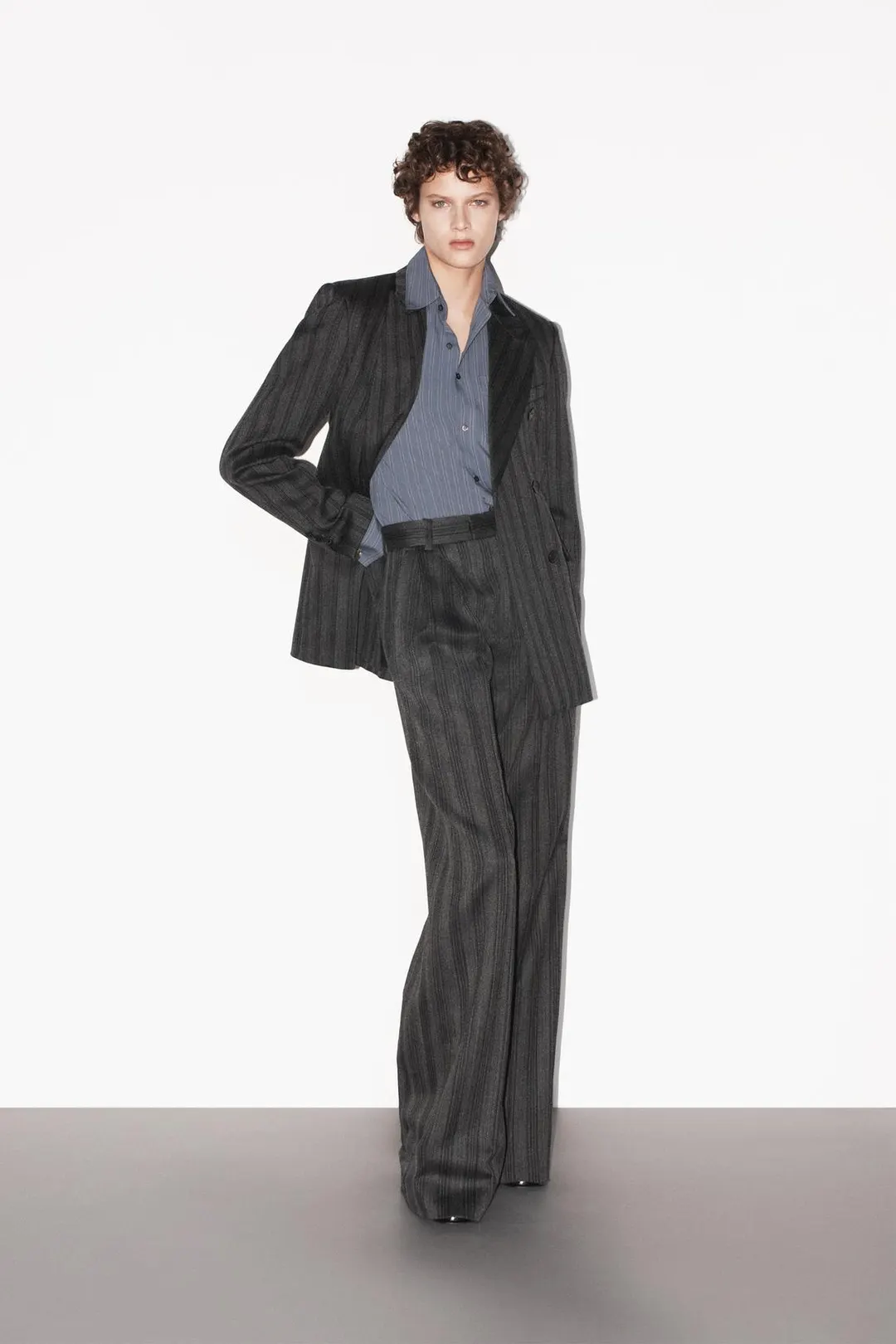 Прямой жакет из 100% шерсти в елочку ZW Collection, Zara