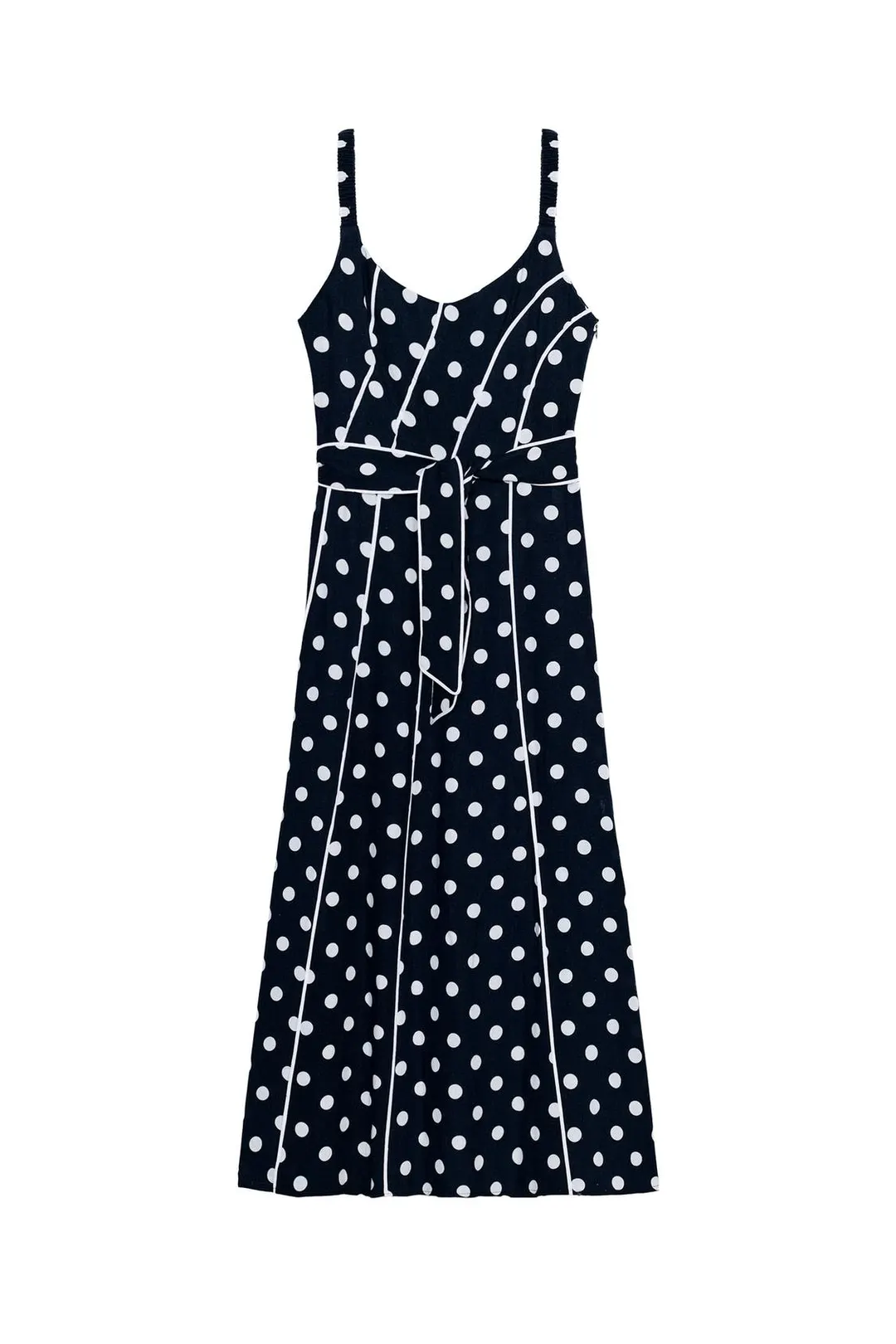 Платье миди в горошек с поясом, Zara