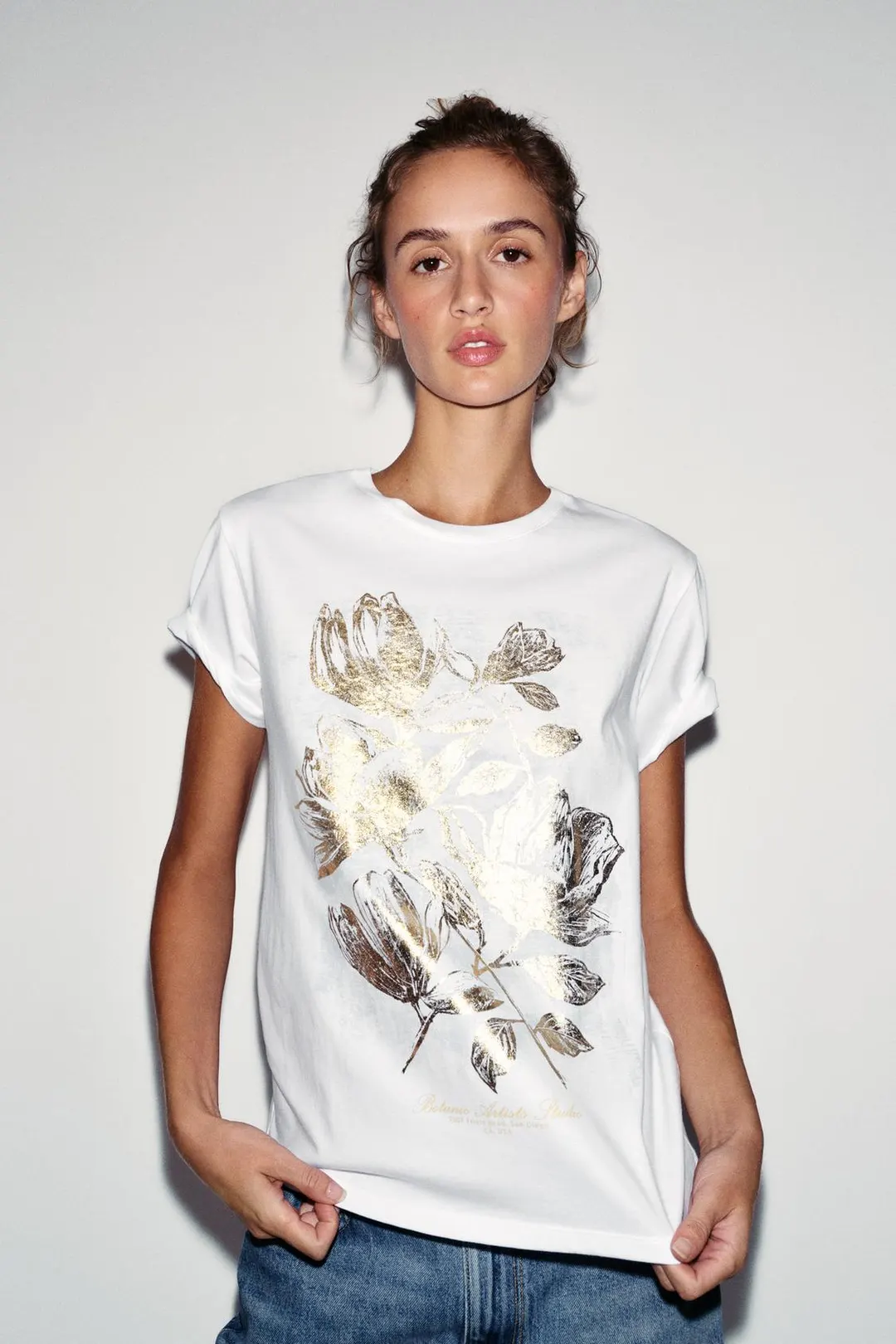 Футболка с короткими рукавами и эффектом металлик, Zara