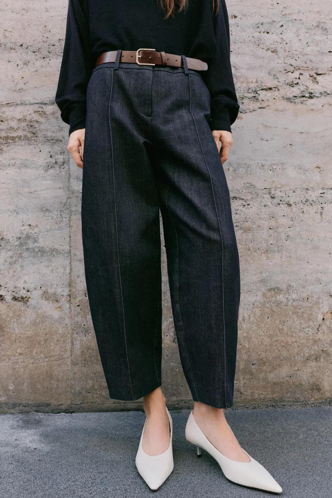 Брюки баллонного кроя с поясом, Zara