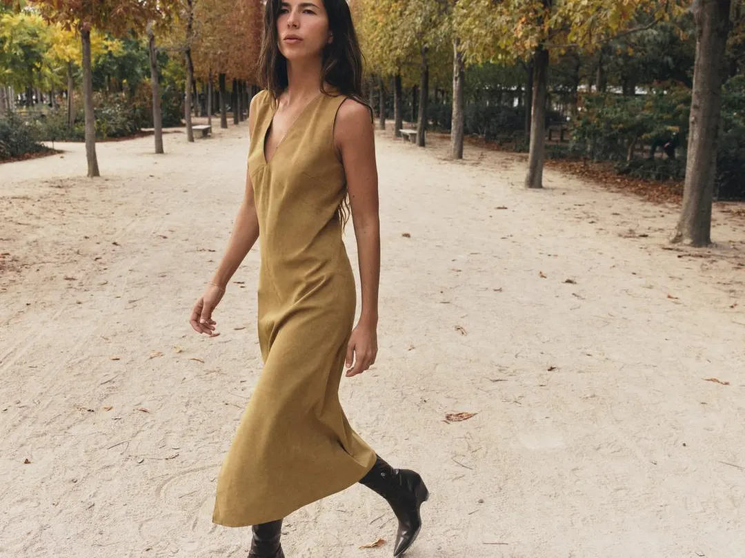 Платье миди из искусственной замши, Zara