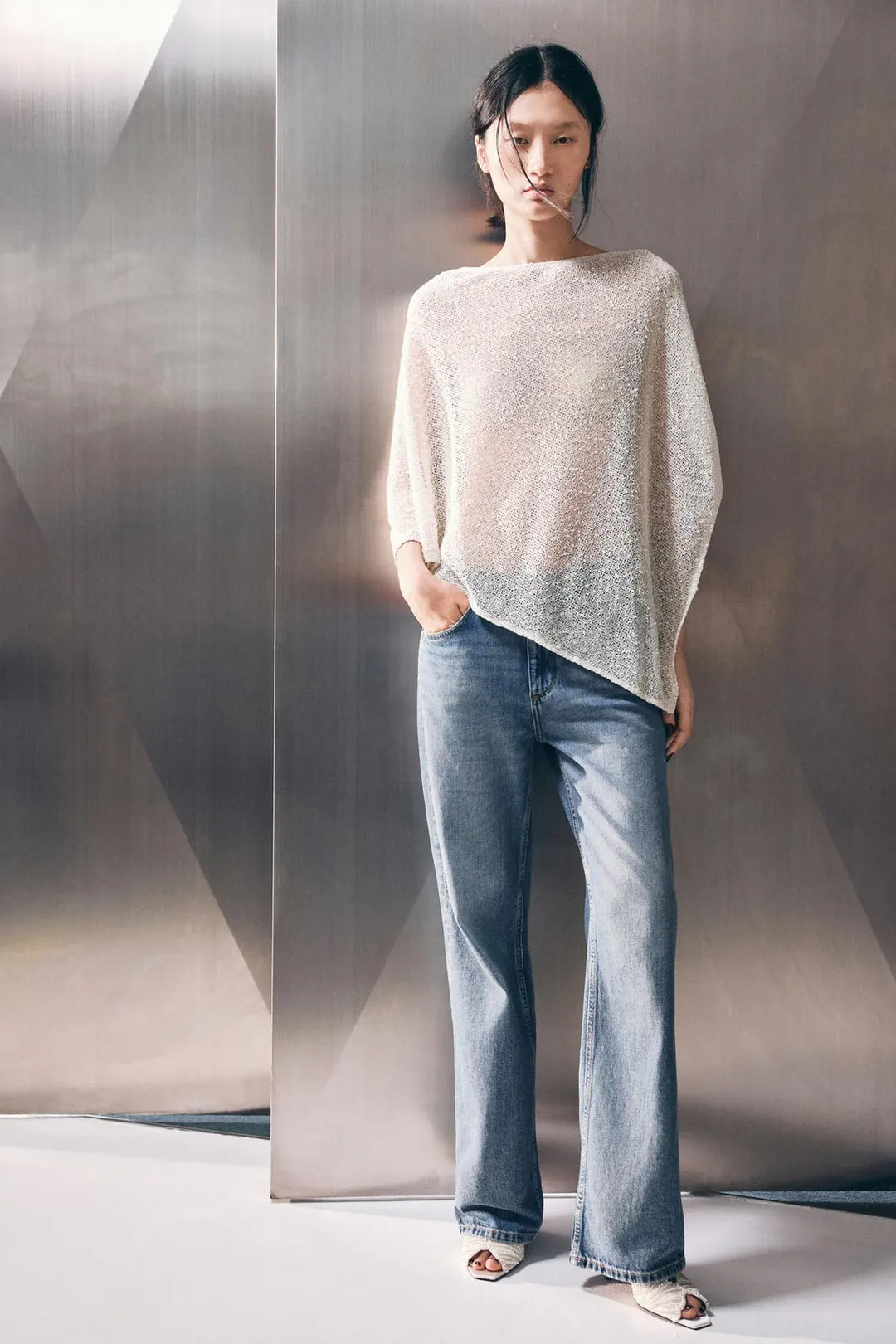 Джинсы Z1975 стандартного кроя удлиненные с высокой посадкой, Zara