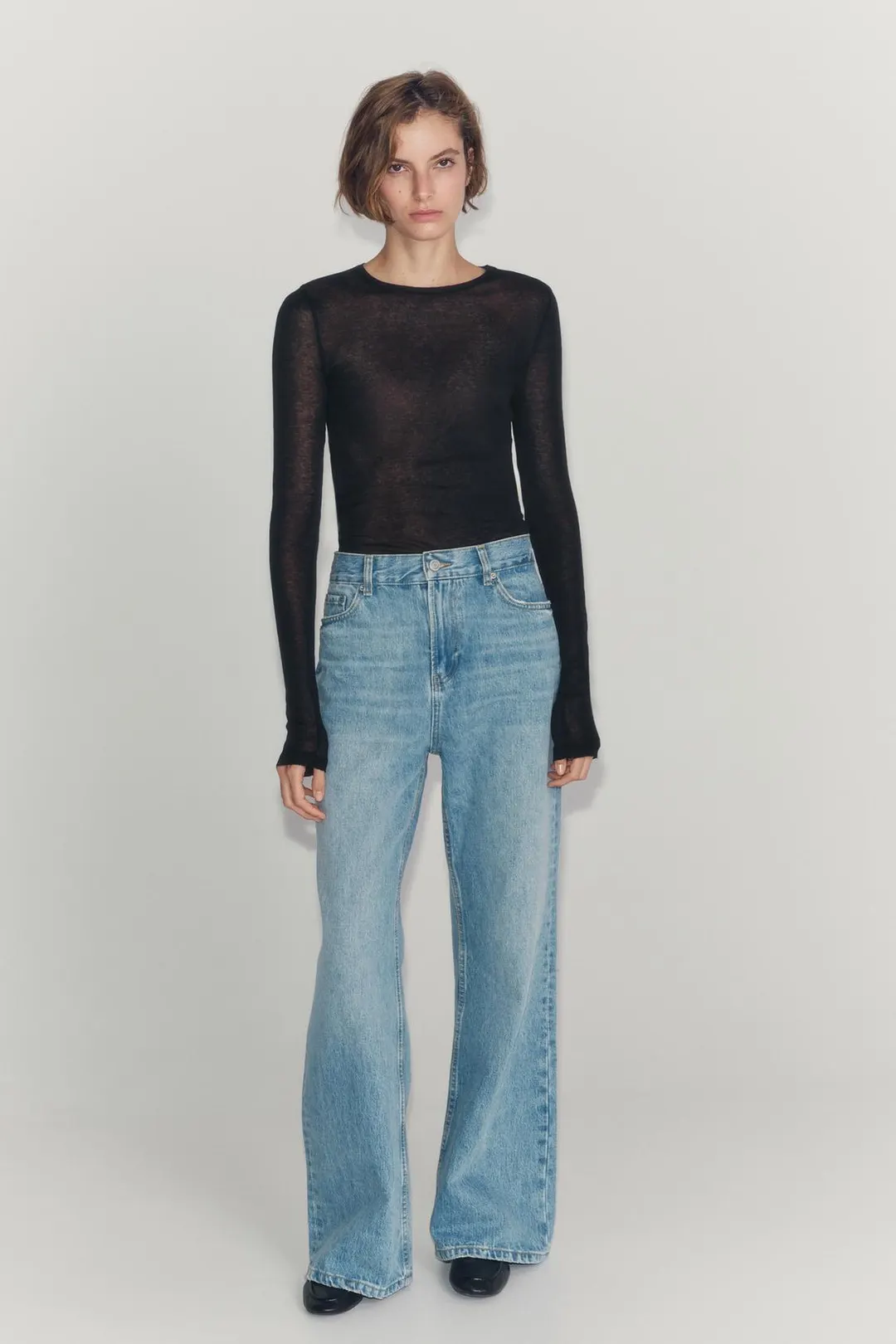 Джинсы расклешенные свободного кроя с низкой посадкой ZW Collection, Zara