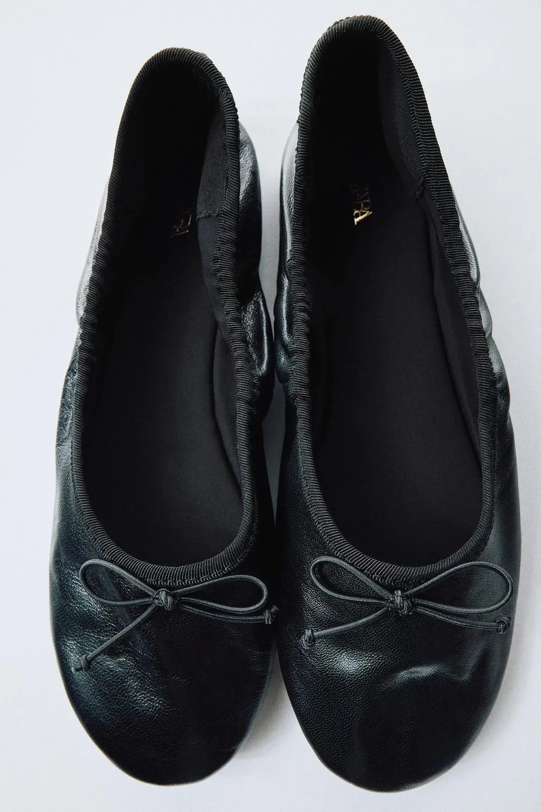 Балетки из кожи со сборками, Zara