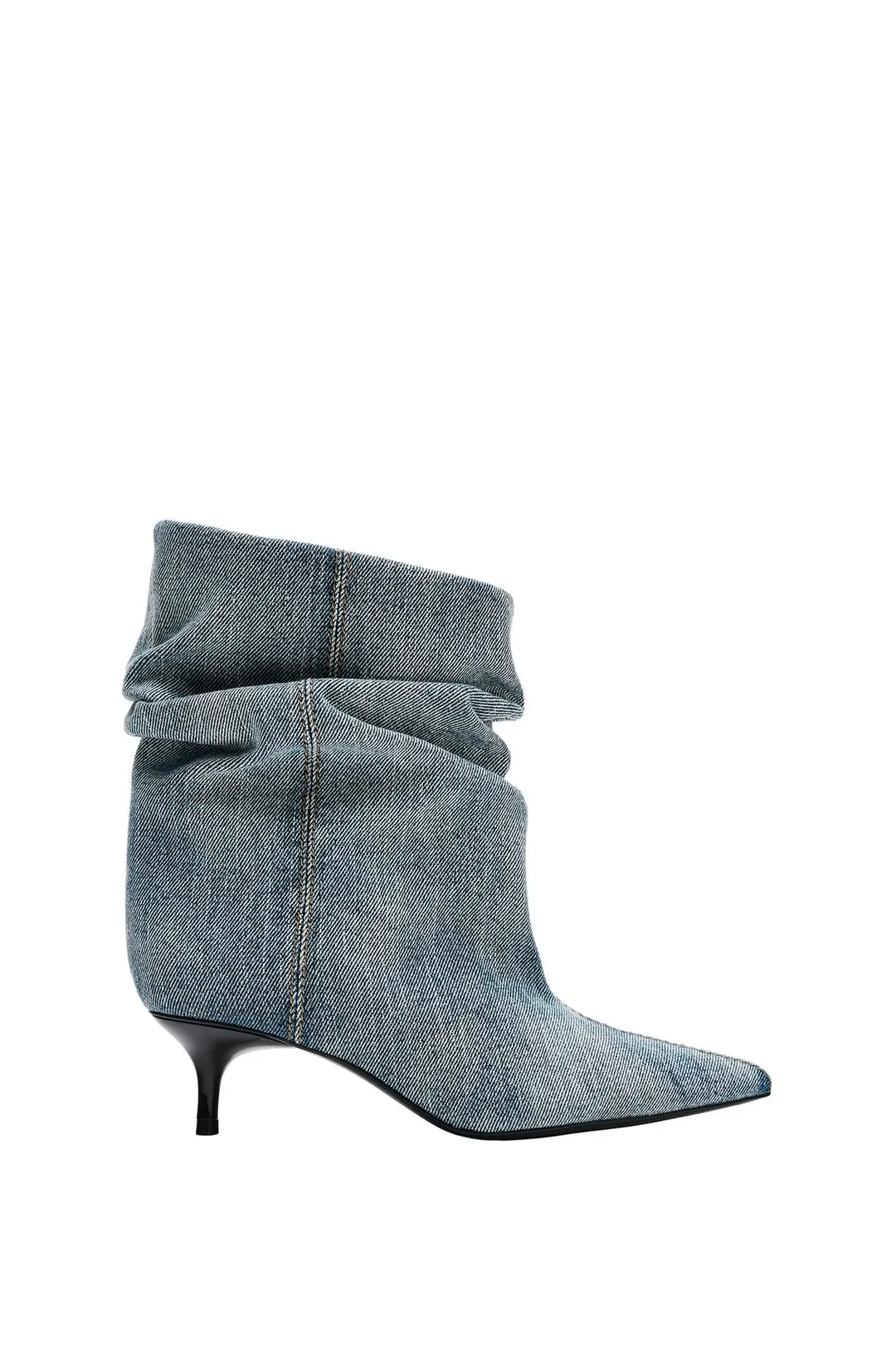 Ботильоны со сборками на низком каблуке, Zara
